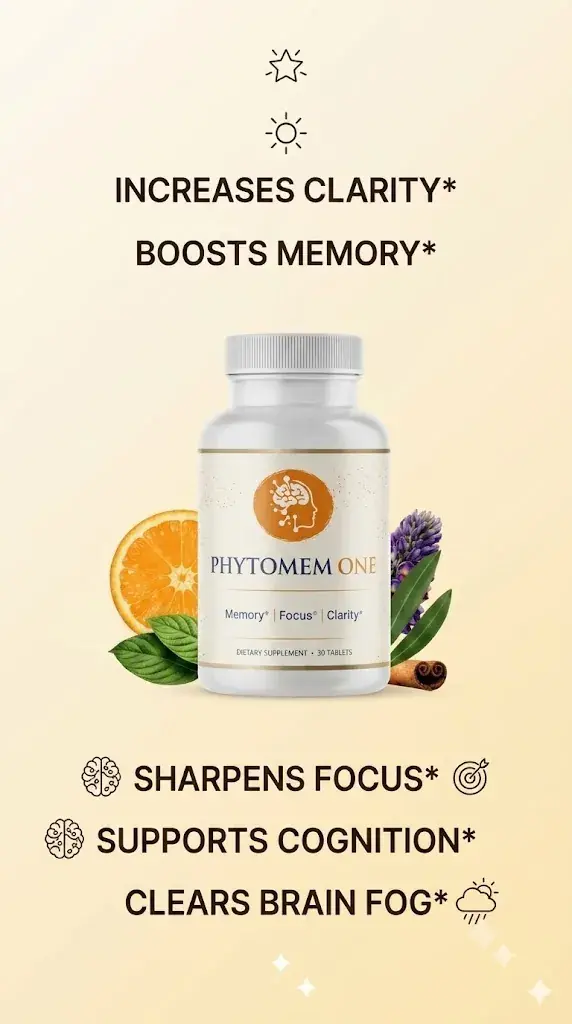 Phytomem One advanced brain health supplement for memory support, focus enhancement, mental clarity, cognition, and brain fog relief