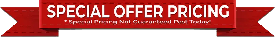 Phytomem One special offer pricing discount ribbon banner. Features promotional text stating special pricing not guaranteed past today for weight loss supplement buyers in the USA.
