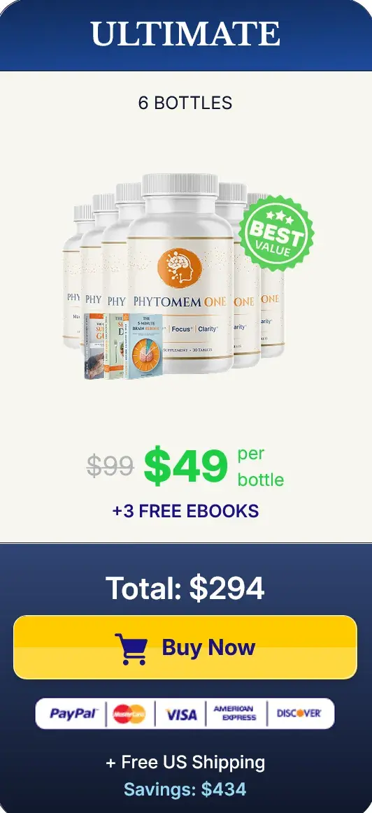 Phytomem One ultimate 6 bottle pack with 3 free ebooks and free US shipping